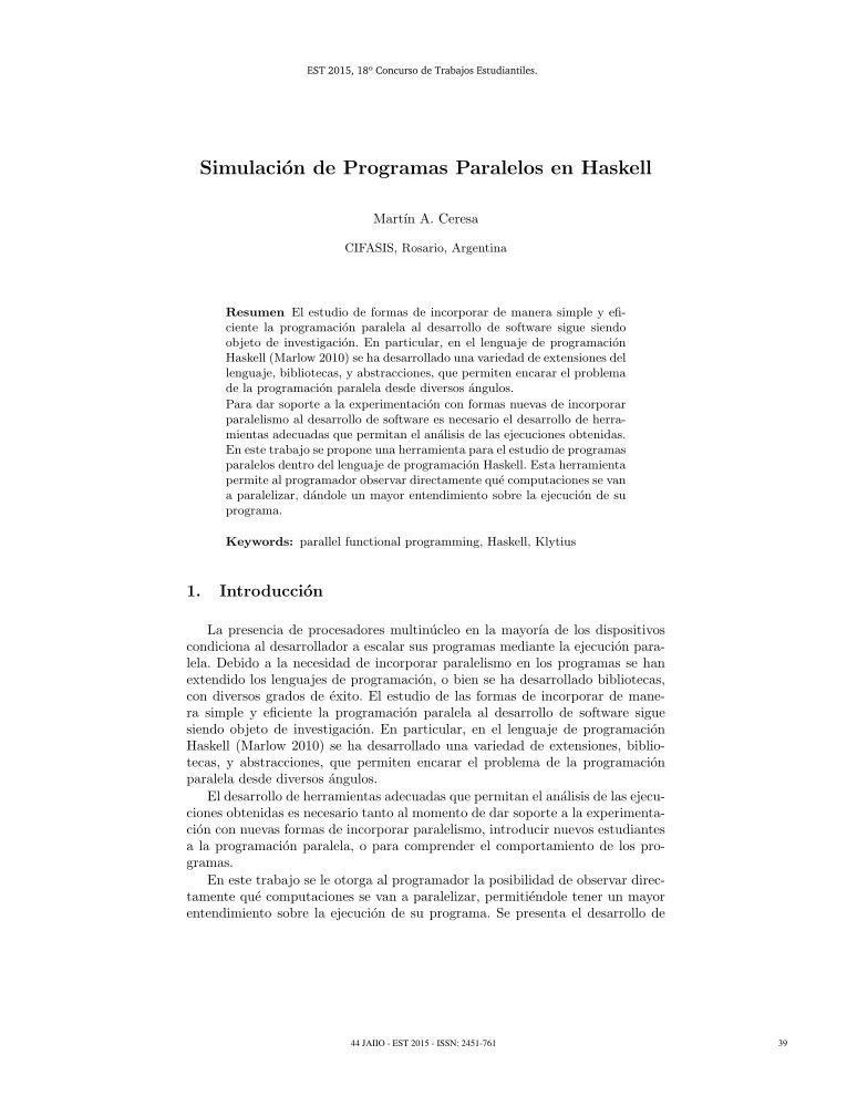 Imágen de pdf Simulación de Programas Paralelos en Haskell