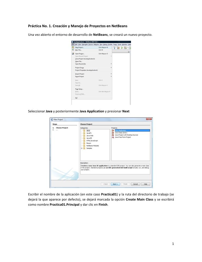 Imágen de pdf Práctica No. 1. Creación y Manejo de Proyectos en NetBeans