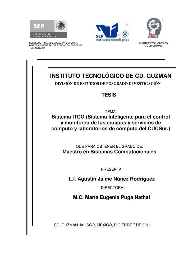 Imágen de pdf Sistema ITCG (Sistema Inteligente para el control y monitoreo de los equipos y servicios de cómputo y laboratorios de cómputo del CUCSur.)
