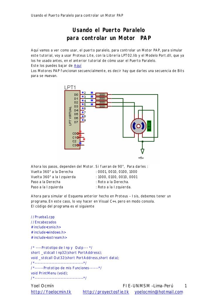 Imágen de pdf Usando el Puerto Paralelo para controlar un Motor PAP