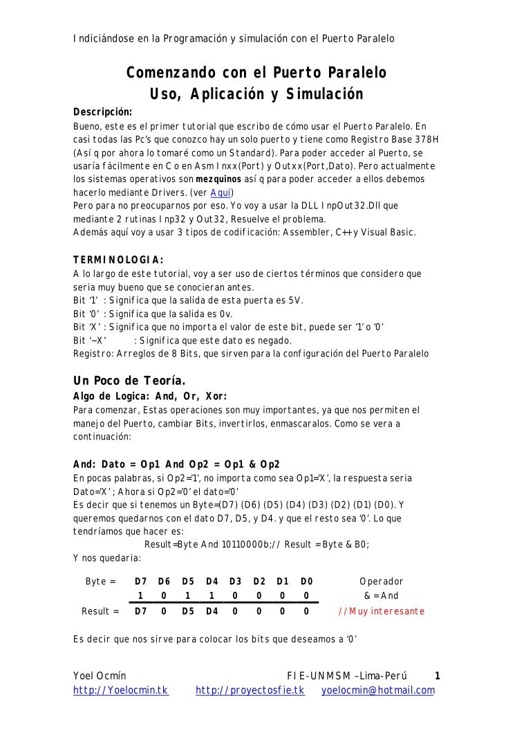 Imágen de pdf Indiciándose en la Programación y simulación con el Puerto Paralelo