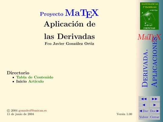 Imágen de pdf Proyecto MaTEX Aplicación de las Derivadas