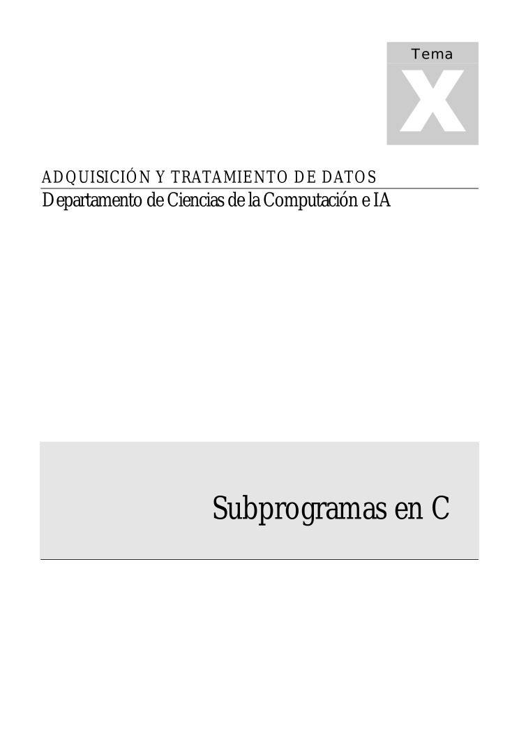 Imágen de pdf ADQUISICIÓN Y TRATAMIENTO DE DATOS - Subprogramas en C