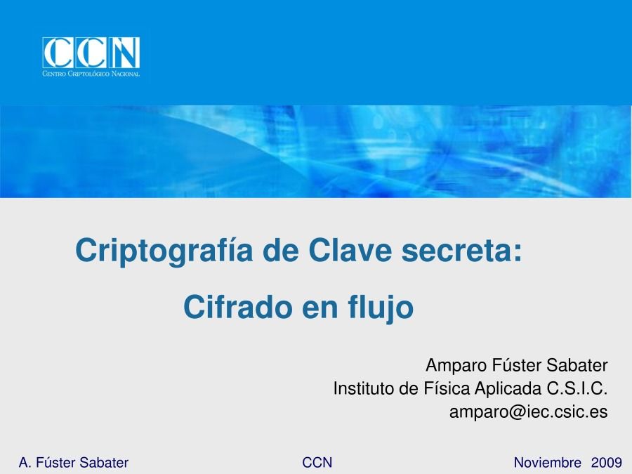 Imágen de pdf Criptografía de Clave secreta: Cifrado en flujo