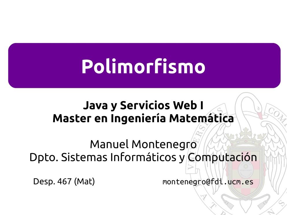 Imágen de pdf Polimorfismo - Java y Servicios Web I - Master en Ingeniería Matemática