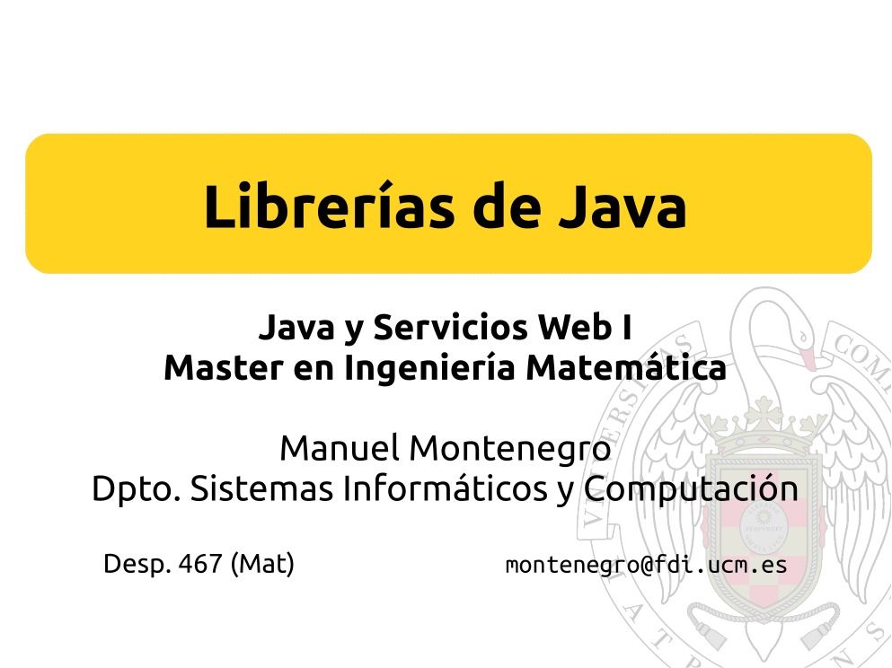 Imágen de pdf Librerías de Java - Java y Servicios Web I - Master en Ingeniería Matemática