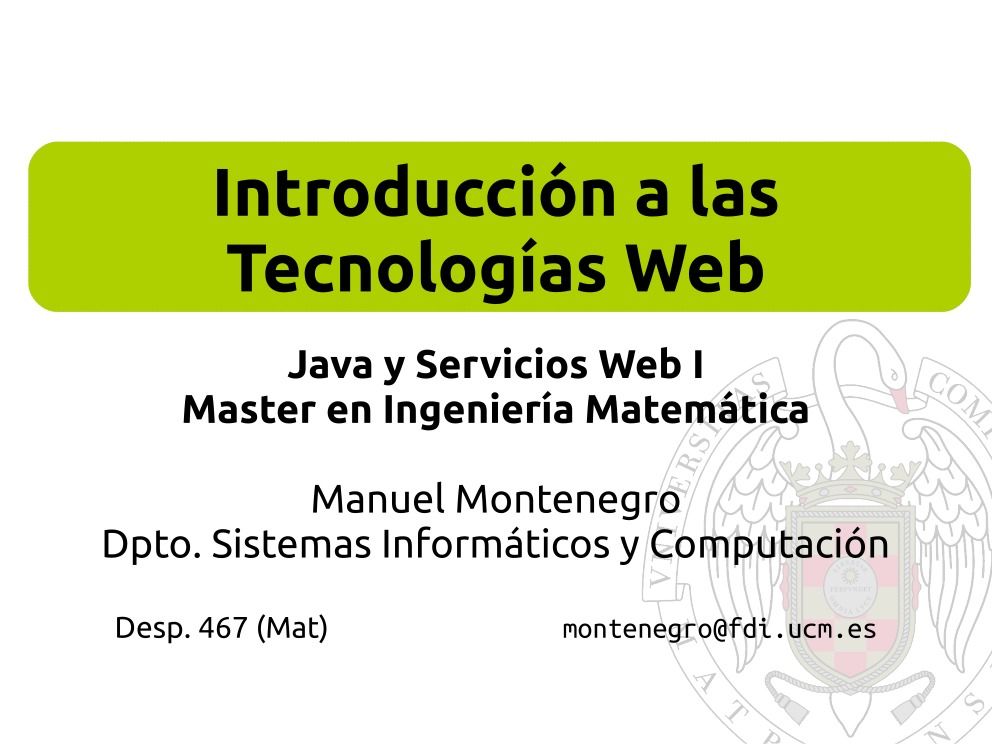 Imágen de pdf Introducción a las Tenologías Web - Java y Servicios Web I - Master en Ingeniería Matemática