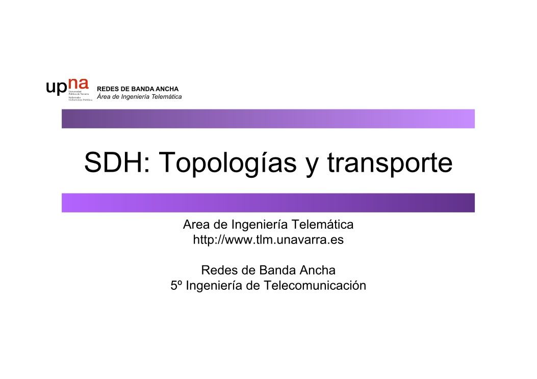 Imágen de pdf Redes de banda ancha - SDH: Topologías y transporte