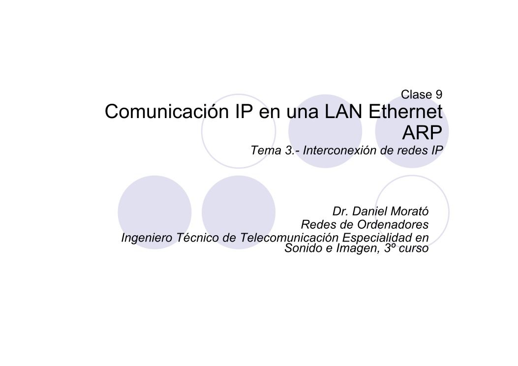 Imágen de pdf Clase 9 Comunicación IP en una LAN Ethernet ARP