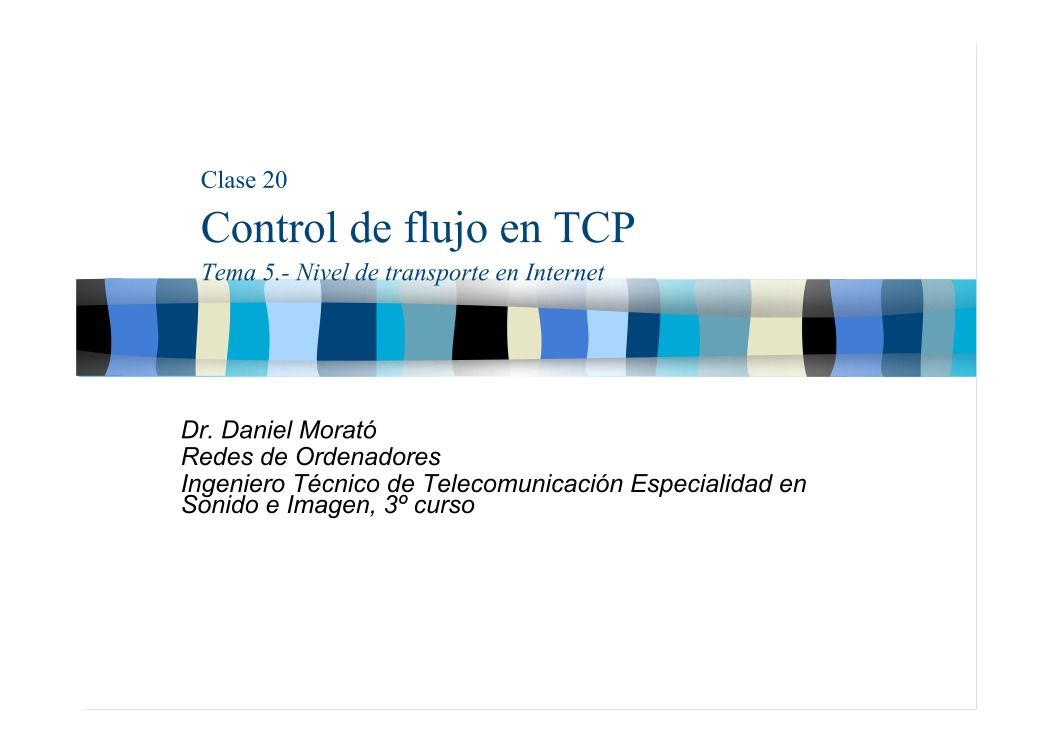 Imágen de pdf Clase 20 Control de flujo en TCP