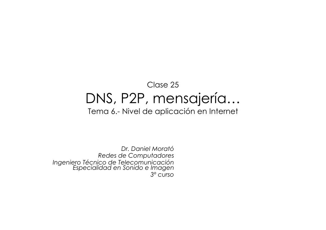 Imágen de pdf Clase 25 DNS, P2P, mensajería