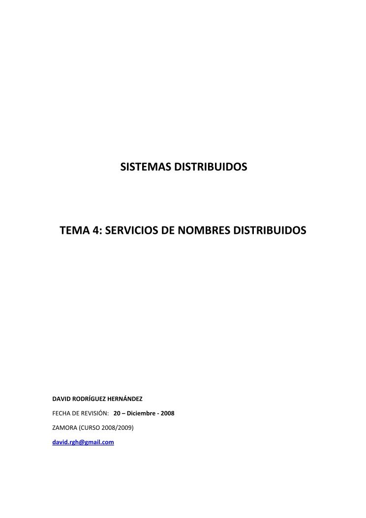 Imágen de pdf SISTEMAS DISTRIBUIDOS TEMA 4: SERVICIOS DE NOMBRES DISTRIBUIDOS