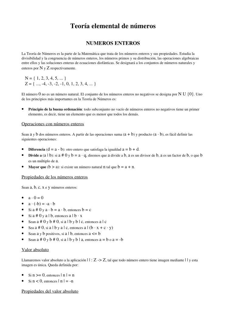 Imágen de pdf Teoría elemental de números NUMEROS ENTEROS