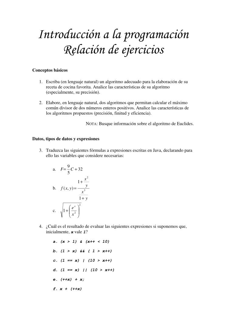 Imágen de pdf Introducción a la Programación - Ejercicios