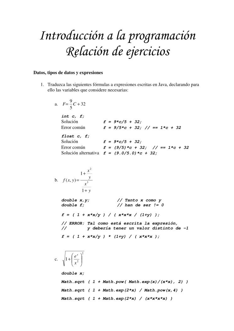 Imágen de pdf Introducción a la Programación - Ejercicios - Soluciones…