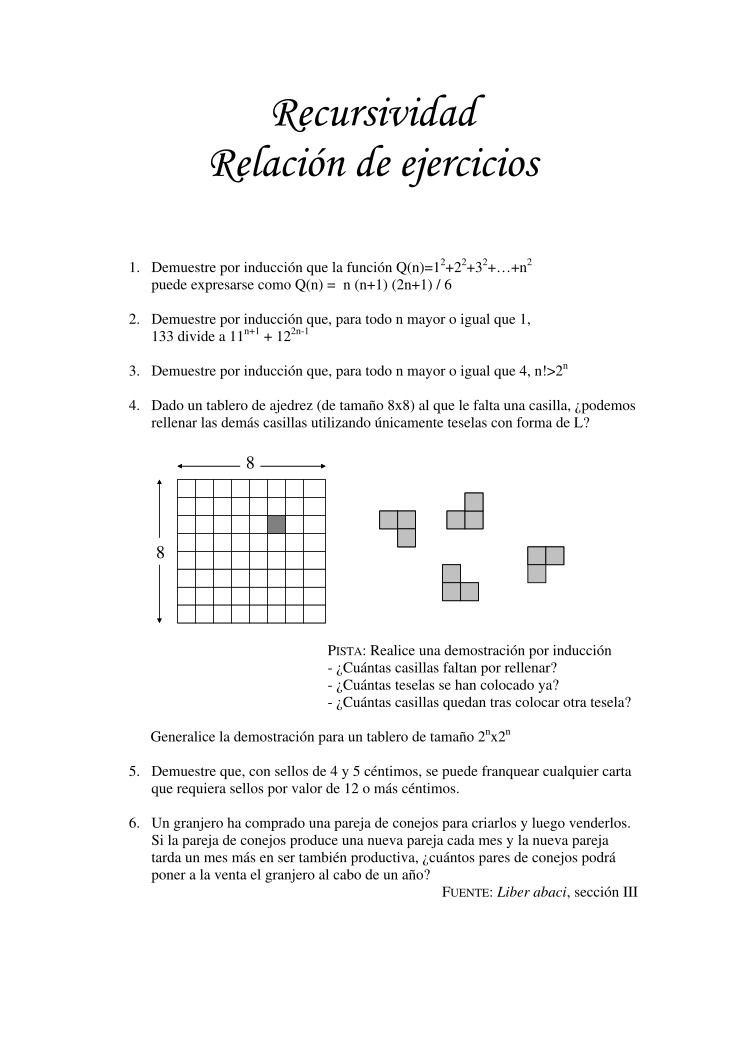 Imágen de pdf Recursividad - Ejercicios