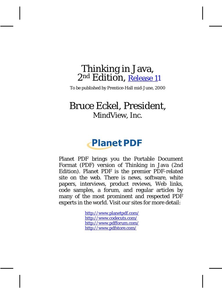 Imágen de pdf Thinking in Java, 2nd Edition