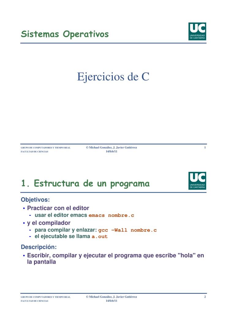 Imágen de pdf Sistemas Operativos - Ejercicios de C