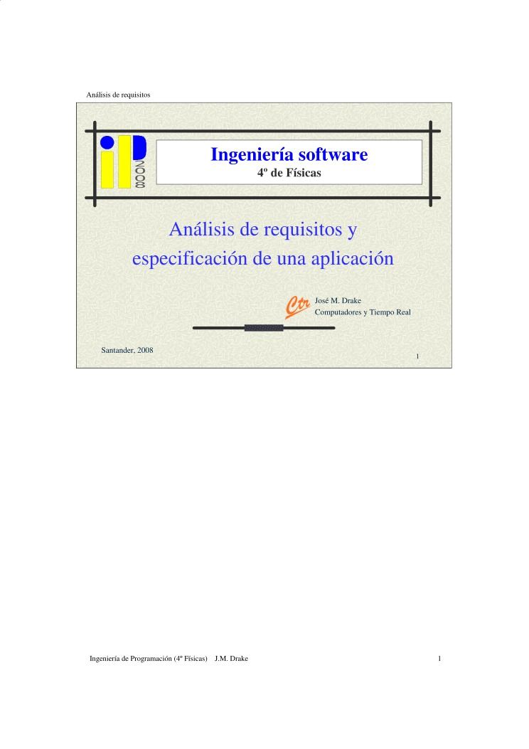 Imágen de pdf Análisis de requisitos y especificación de una aplicación - Ingeniería software - 4º de Físicas