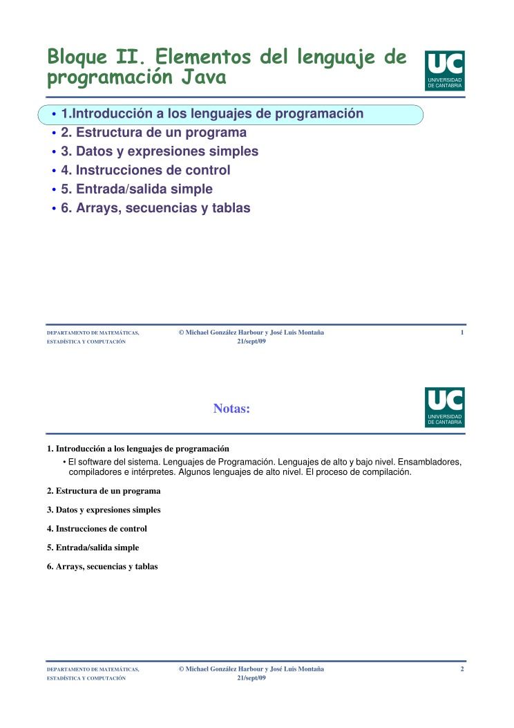 Imágen de pdf Bloque II. Elementos del lenguaje de programación Java - 1.Introducción a los lenguajes de programación