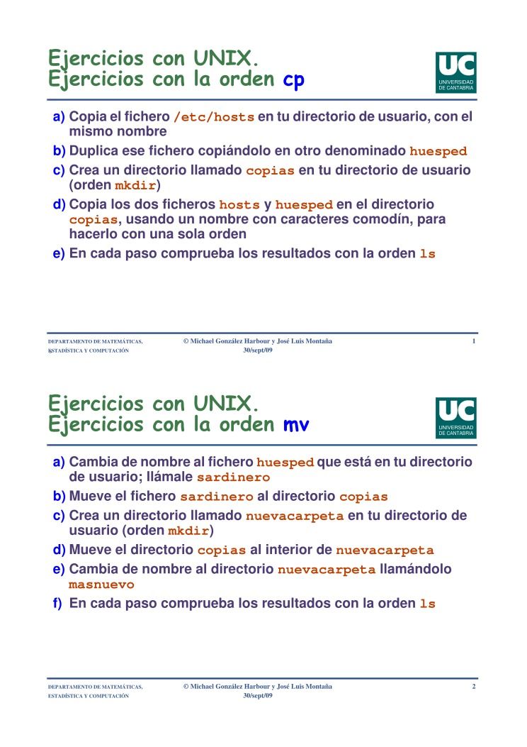 Imágen de pdf Ejercicios con UNIX - Ejercicios con la orden cp