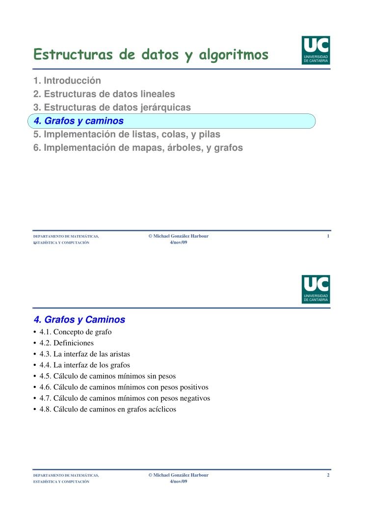 Imágen de pdf Estructuras de datos y algoritmos 4. Grafos y caminos