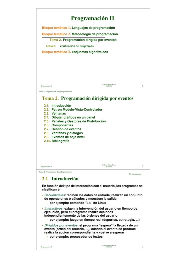 Imágen de pdf Programación II - Tema 2. Programación dirigida por eventos