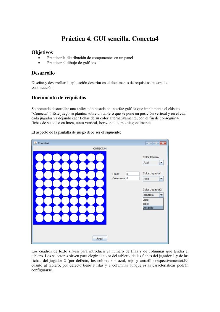 Imágen de pdf Práctica 4. GUI sencilla. Conecta4