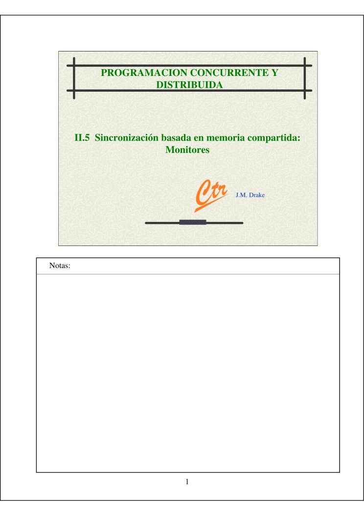 Imágen de pdf PROGRAMACION CONCURRENTE Y DISTRIBUIDA - II.5 Sincronización basada en memoria compartida: Monitores
