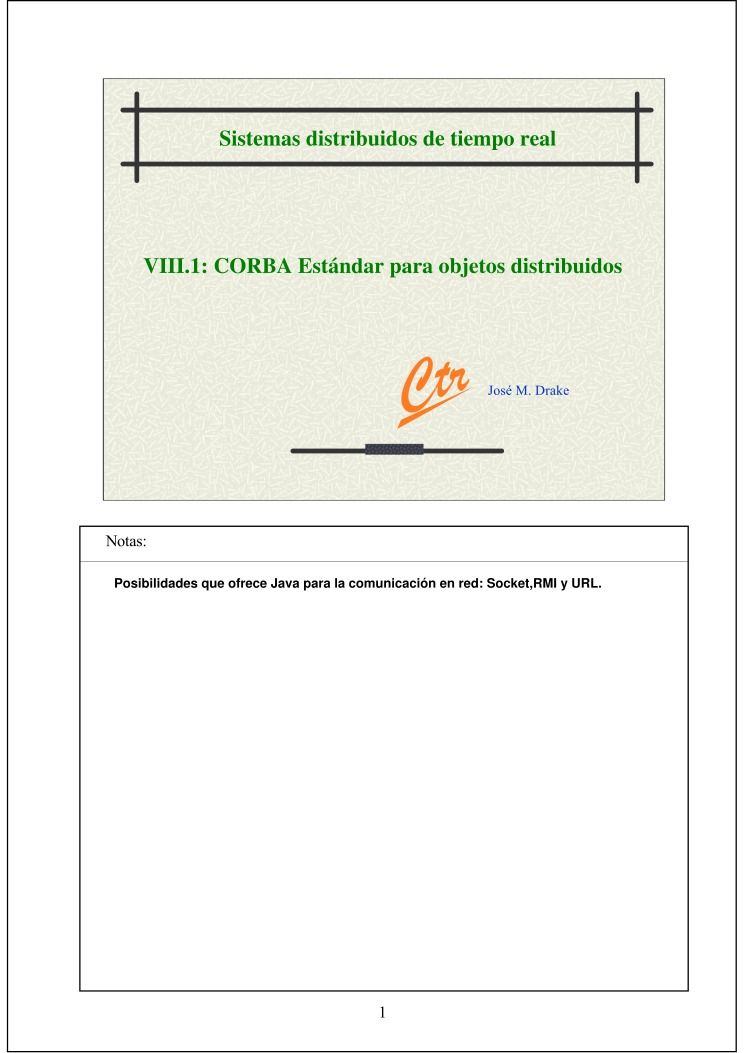 Imágen de pdf Sistemas distribuidos de tiempo real - VIII.1: CORBA Estándar para objetos distribuidos
