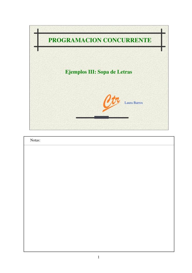 Imágen de pdf PROGRAMACION CONCURRENTE Ejemplos III: Sopa de Letras