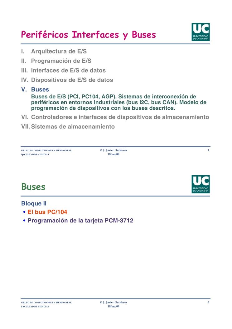 Imágen de pdf Periféricos Interfaces y Buses - V. Buses