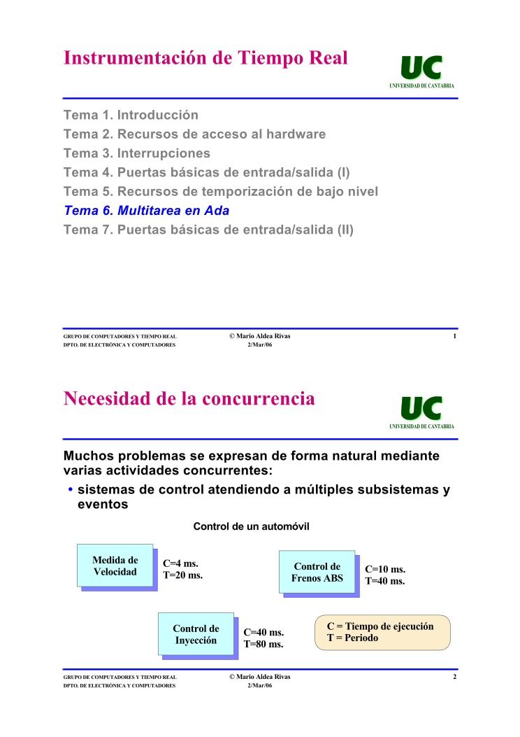 Imágen de pdf Instrumentación de Tiempo Real - Tema 6. Multitarea en Ada