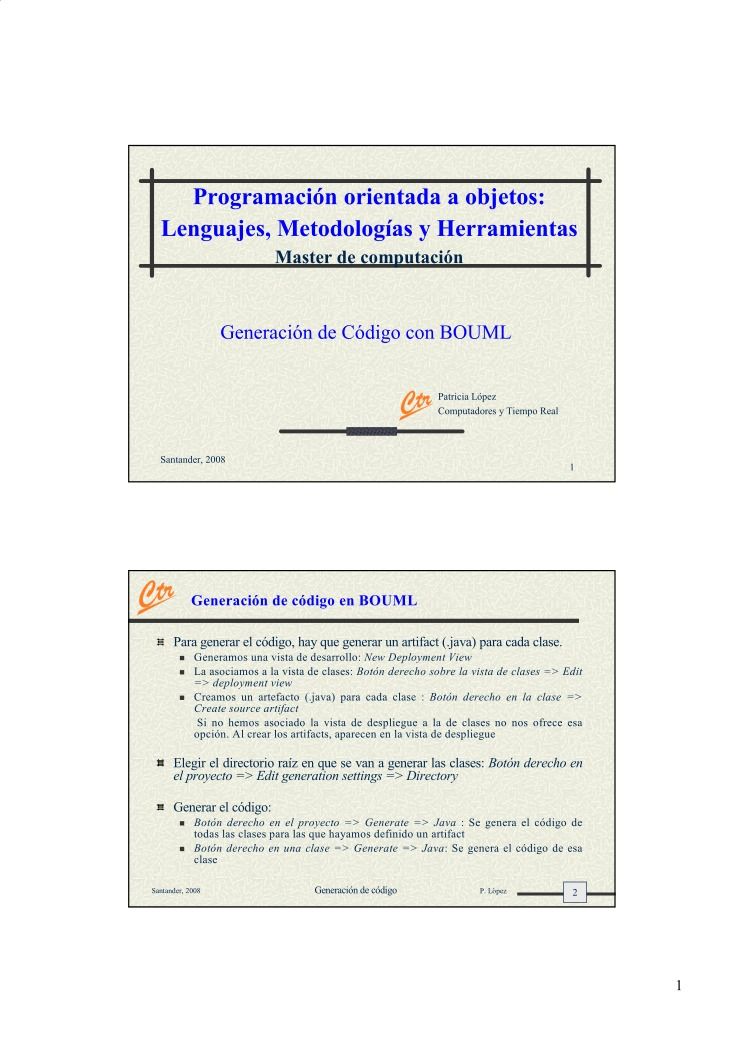 Imágen de pdf Programación orientada a objetos: Lenguajes, Metodologías y Herramientas - Generación de Código con BOUML