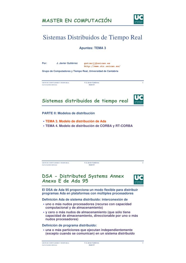 Imágen de pdf Sistemas distribuidos de tiempo real - TEMA 3. Modelo de distribución de Ada