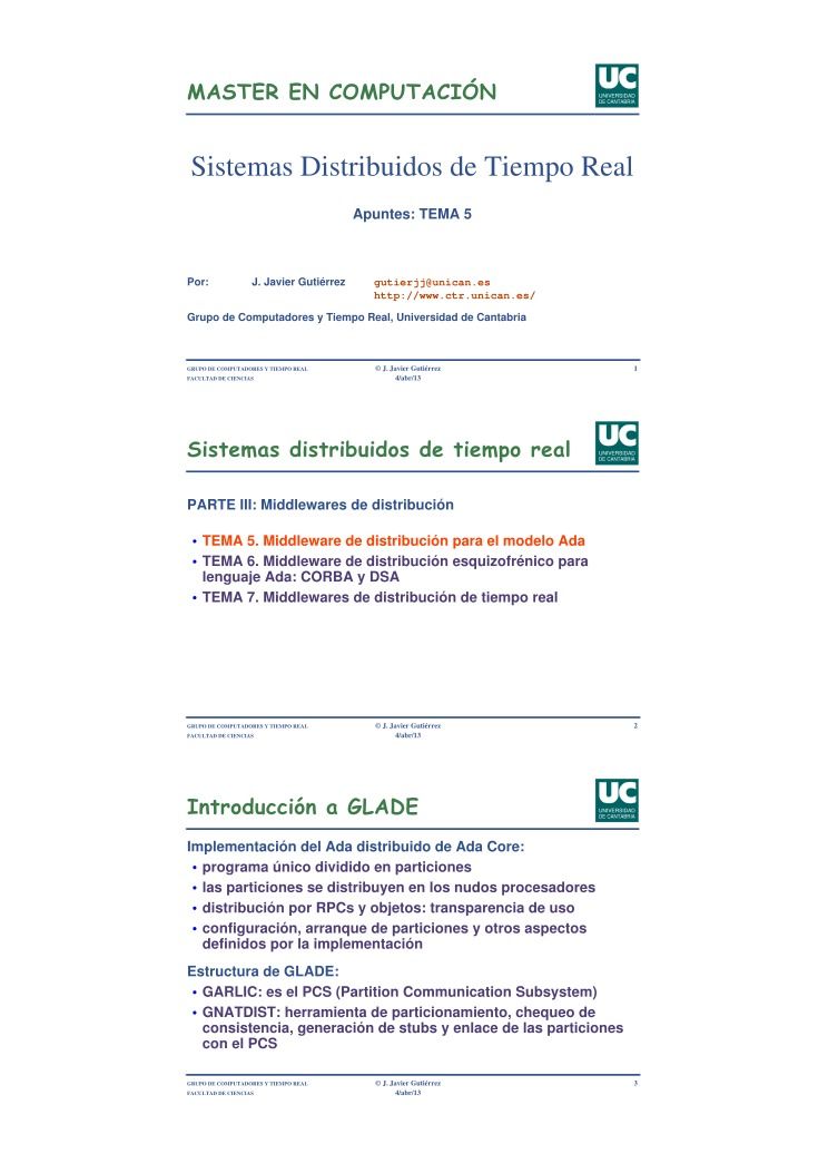 Imágen de pdf Sistemas distribuidos de tiempo real - TEMA 5. Middleware de distribución para el modelo Ada