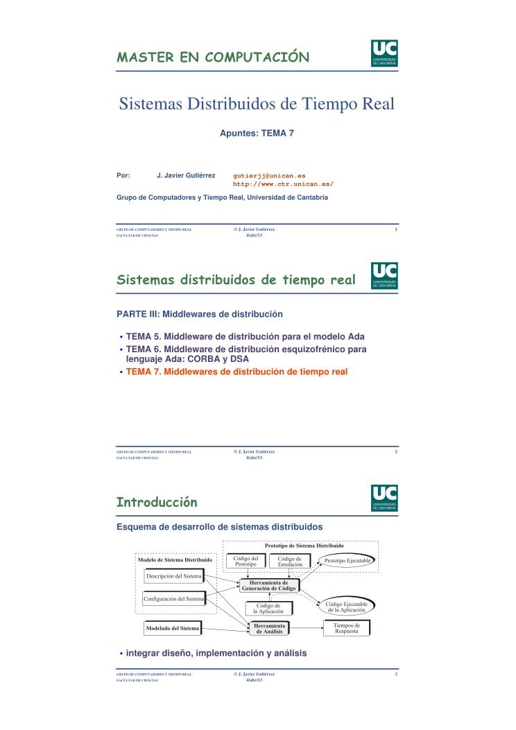 Imágen de pdf MASTER EN COMPUTACIÓN - Sistemas Distribuidos de Tiempo Real - Apuntes: TEMA 7. Middlewares de distribución de tiempo real