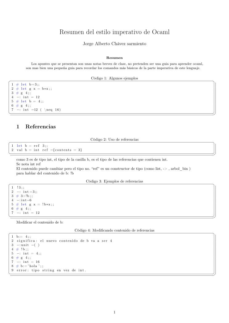 Imágen de pdf Resumen del estilo imperativo de Ocaml