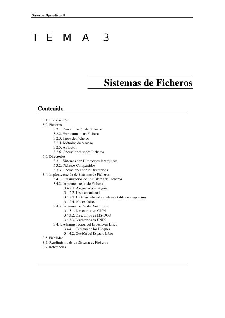 Imágen de pdf Sistemas Operativos II - TEMA 3 Sistemas de Ficheros