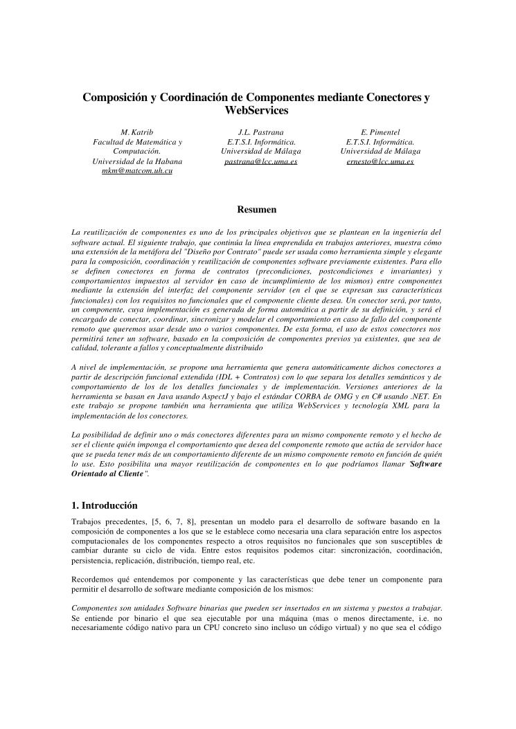 Imágen de pdf Composición y Coordinación de Componentes mediante Conectores y WebServices