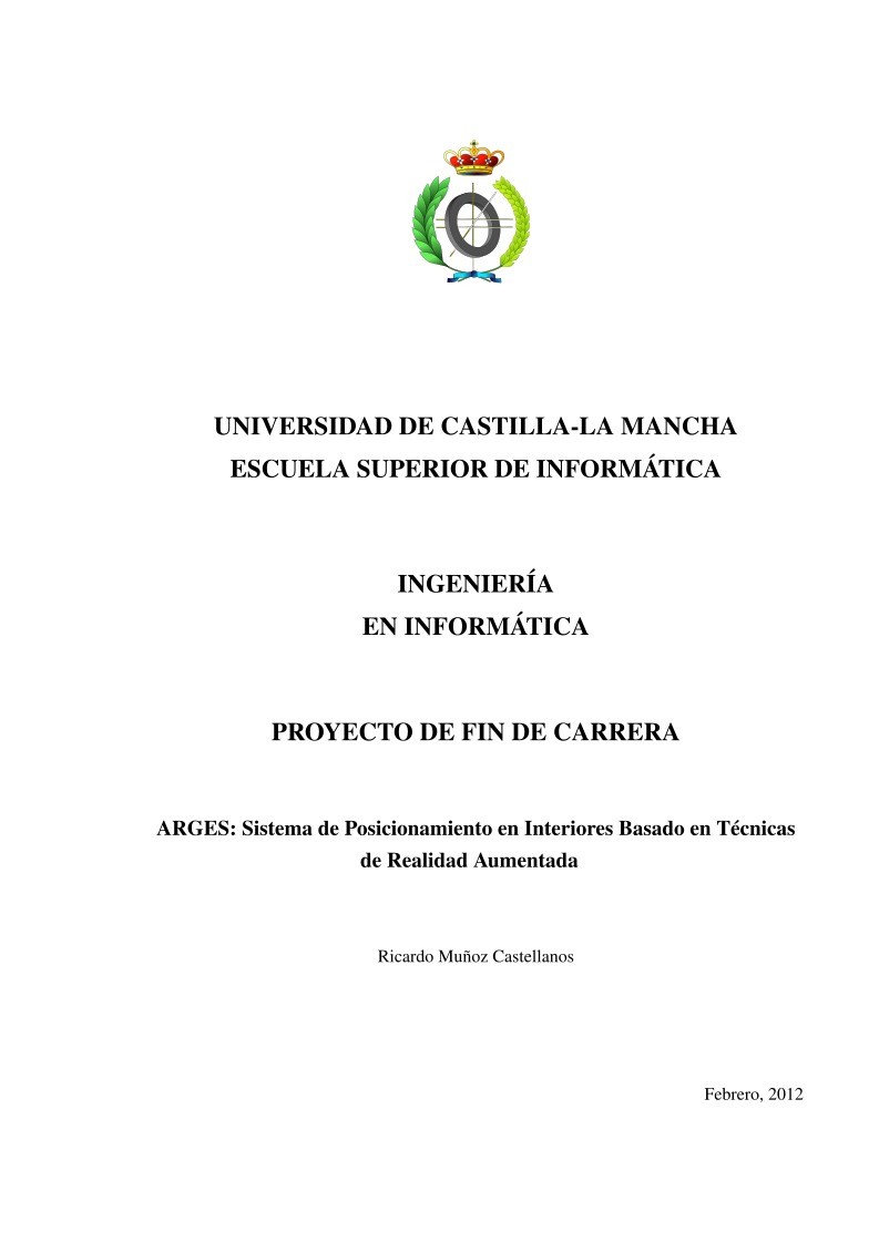 Imágen de pdf ARGES: Sistema de Posicionamiento en Interiores Basado en Técnicas de Realidad Aumentada