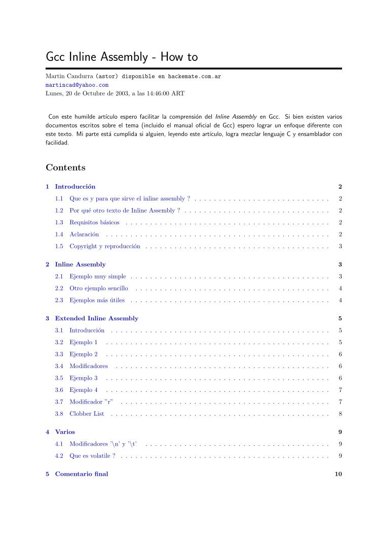 Imágen de pdf Gcc Inline Assembly - How to