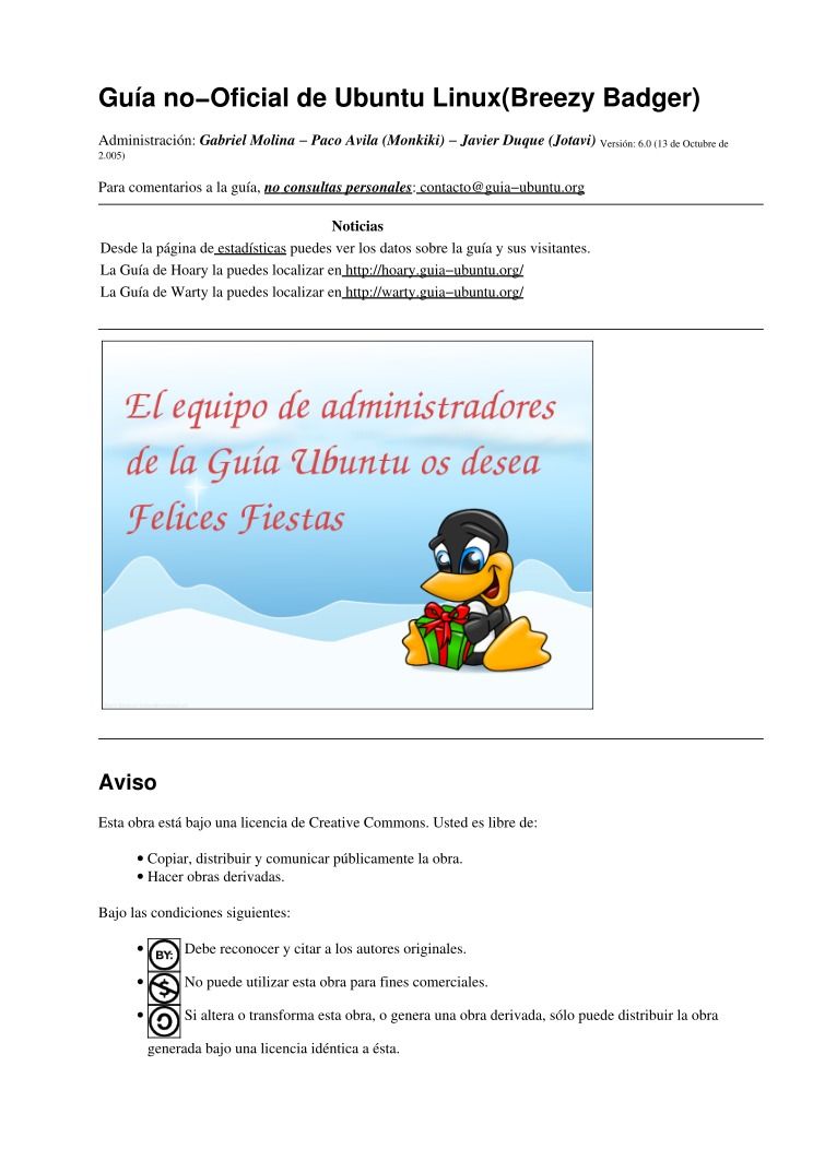 Imágen de pdf Guía no-Oficial de Ubuntu Linux(Breezy Badger)