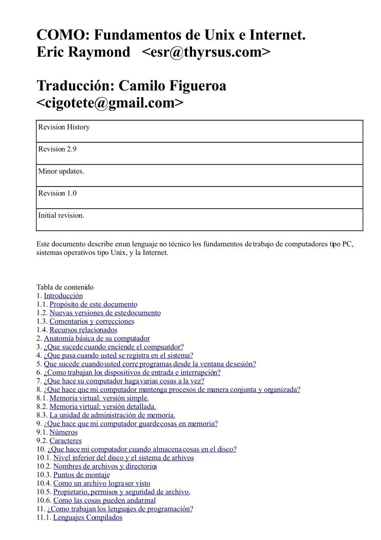 Imágen de pdf COMO: Fundamentos de Unix e Internet