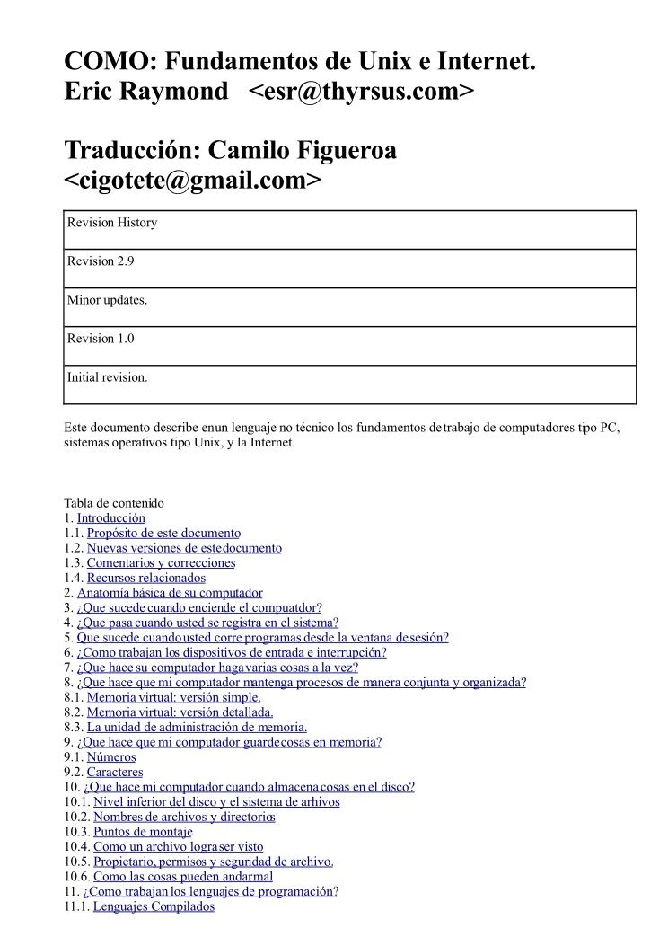 Imágen de pdf COMO: Fundamentos de Unix e Internet