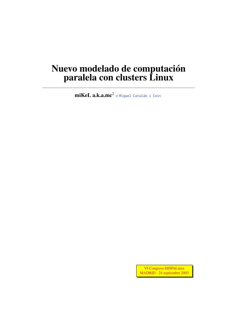 Imágen de pdf Nuevo modelado de computación paralela con clusters Linux