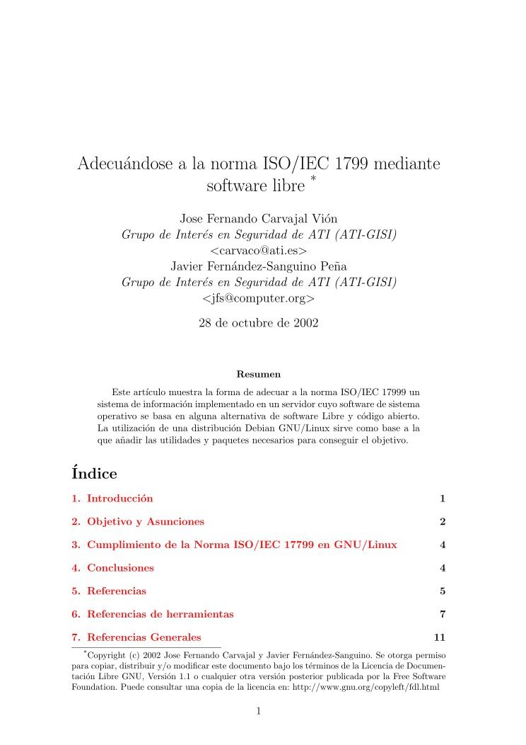 Imágen de pdf Adecuándose a la norma ISO/IEC 1799 mediante software libre