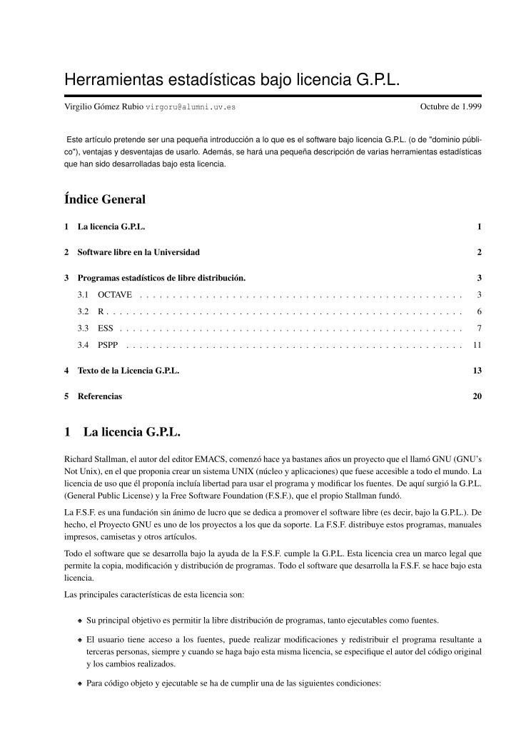 Imágen de pdf Herramientas estadísticas bajo licencia G.P.L.