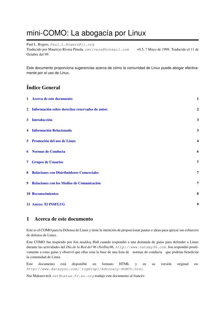 Imágen de pdf mini-COMO: La Abogacia Por Linux
