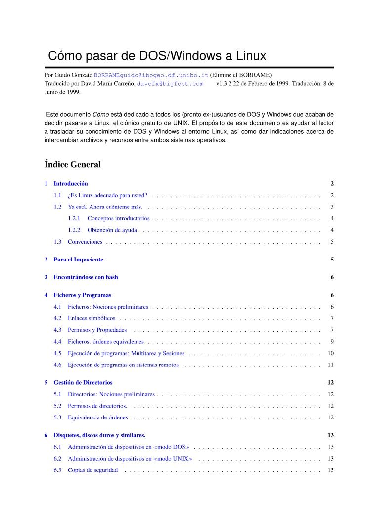 Imágen de pdf Cómo pasar de DOS/Windows a Linux